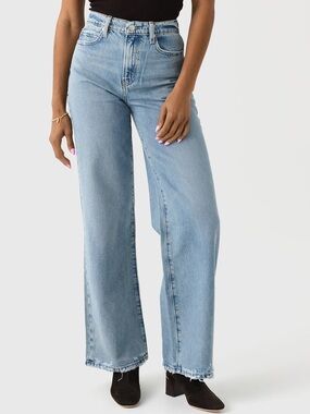 FRAME Le Jane Wide Leg High Rise Recycled Cotton Blue Denim Jeans Womens 29